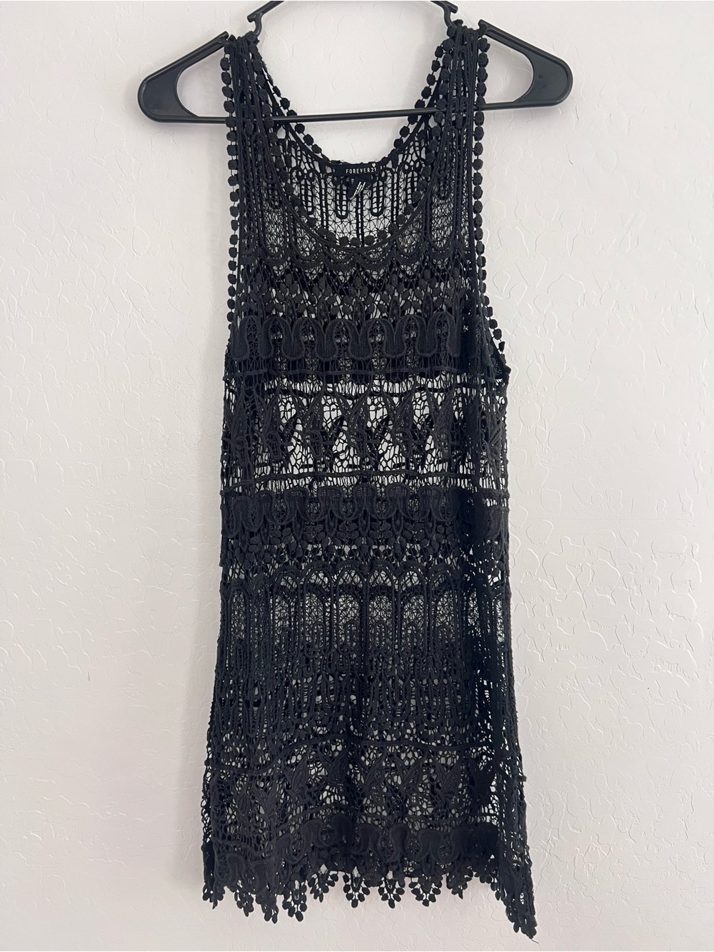 Black crochet lace dress